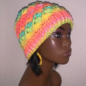Crochet neon colors    beanie handmade for adult